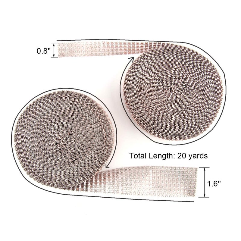 BTSD-home 20Yards Rhinestone Diamond Ribbon Roll for Wedding Cakes, Birthday Decorations, Baby Shower Events, Arts and Crafts Projects 2 Rolls (Champagne) - Image 3